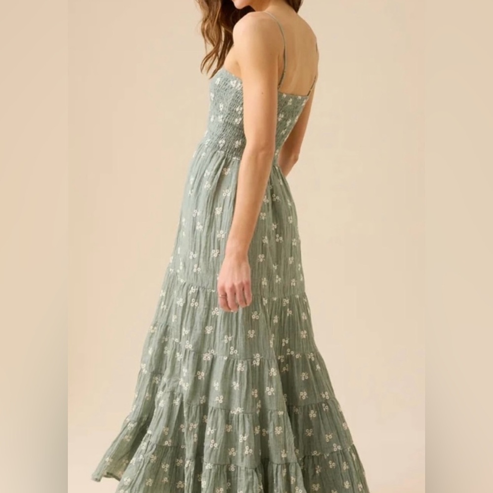 Altar’d State Baylor Embroidered Soft Green Maxi dress size Medium - Picture 8 of 15